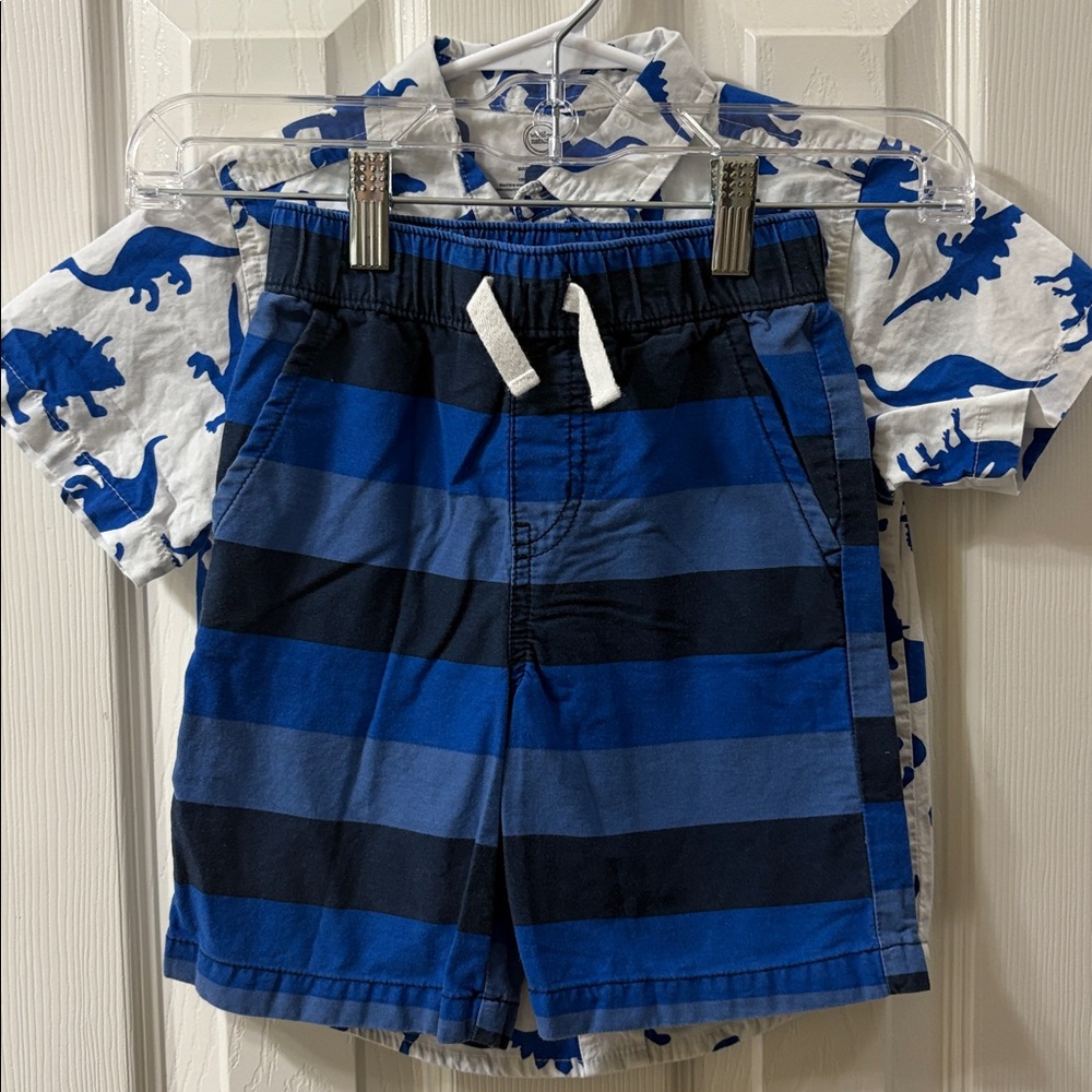 Boys collared button-down and matching short set.